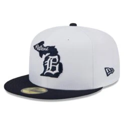 Men's Detroit Tigers New Era White/Navy State 59FIFTY Fitted Hat
