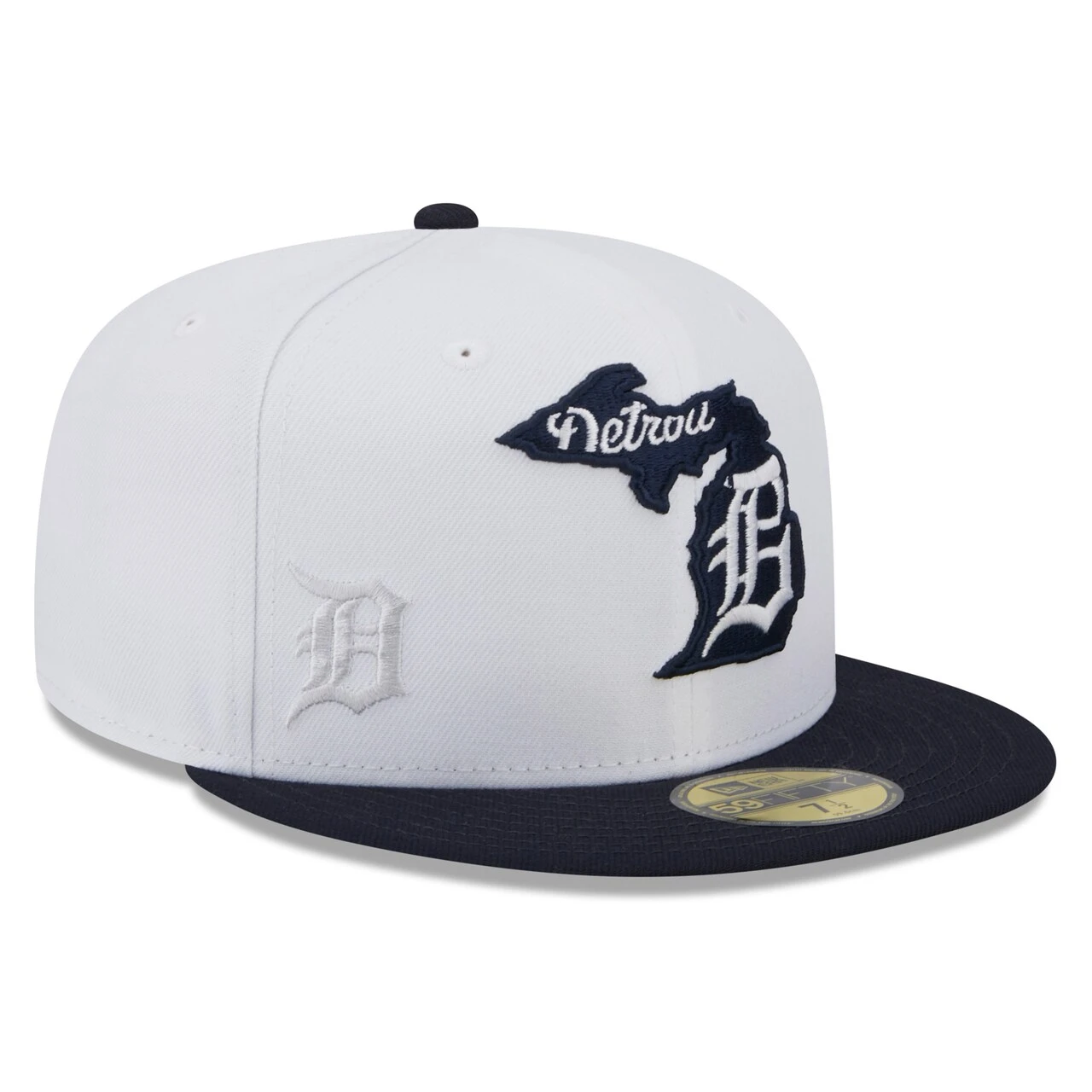 Men's Detroit Tigers New Era White/Navy State 59FIFTY Fitted Hat 3 Men's Detroit Tigers New Era White/Navy State 59FIFTY Fitted Hat - Image 3