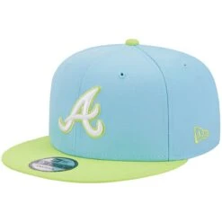 Men's Atlanta Braves New Era Light Blue/Neon Green Spring Basic Two-Tone 9FIFTY Snapback Hat
