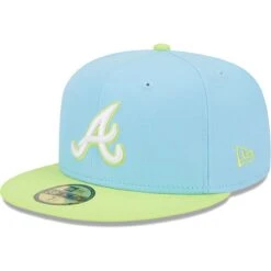 Men's Atlanta Braves New Era Light Blue/Neon Green Spring Color Two-Tone 59FIFTY Fitted Hat