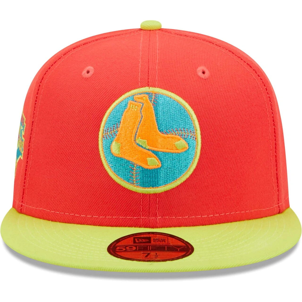 Men's Boston Red Sox New Era Red/Neon Green Lava Highlighter Combo 59FIFTY Fitted Hat 2 Men's Boston Red Sox New Era Red/Neon Green Lava Highlighter Combo 59FIFTY Fitted Hat - Image 2