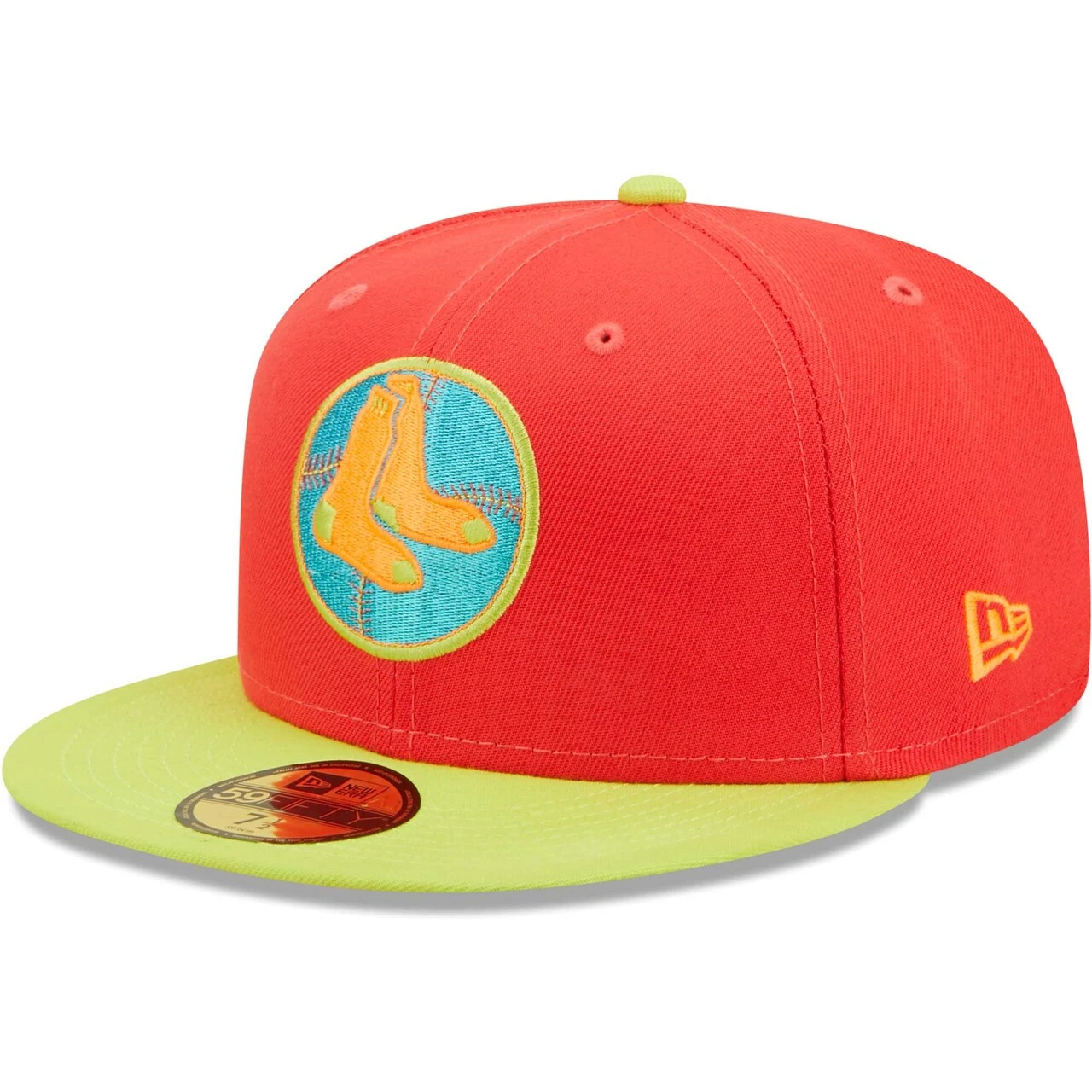 Men's Boston Red Sox New Era Red/Neon Green Lava Highlighter Combo 59FIFTY Fitted Hat 3 Men's Boston Red Sox New Era Red/Neon Green Lava Highlighter Combo 59FIFTY Fitted Hat - Image 3