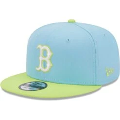 Men's Boston Red Sox New Era Light Blue/Neon Green Spring Basic Two-Tone 9FIFTY Snapback Hat