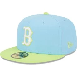 Men's Boston Red Sox New Era Light Blue/Neon Green Spring Color Two-Tone 59FIFTY Fitted Hat