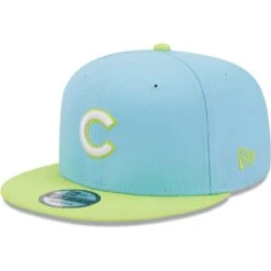 Men's Chicago Cubs New Era Light Blue/Neon Green Spring Basic Two-Tone 9FIFTY Snapback Hat