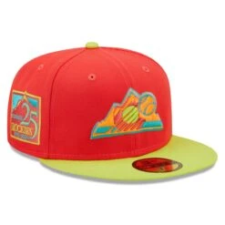 Men's Colorado Rockies New Era Red/Neon Green 25th Anniversary Lava Highlighter Combo 59FIFTY Fitted Hat