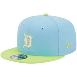 Men's Detroit Tigers New Era Light Blue/Neon Green Spring Basic Two-Tone 9FIFTY Snapback Hat