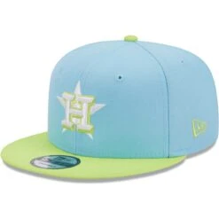 Men's Houston Astros New Era Light Blue/Neon Green Spring Basic Two-Tone 9FIFTY Snapback Hat
