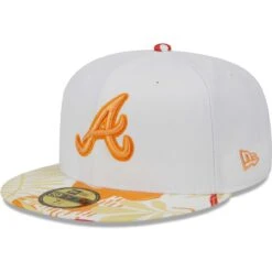 Men's Atlanta Braves New Era White/Orange Flamingo 59FIFTY Fitted Hat