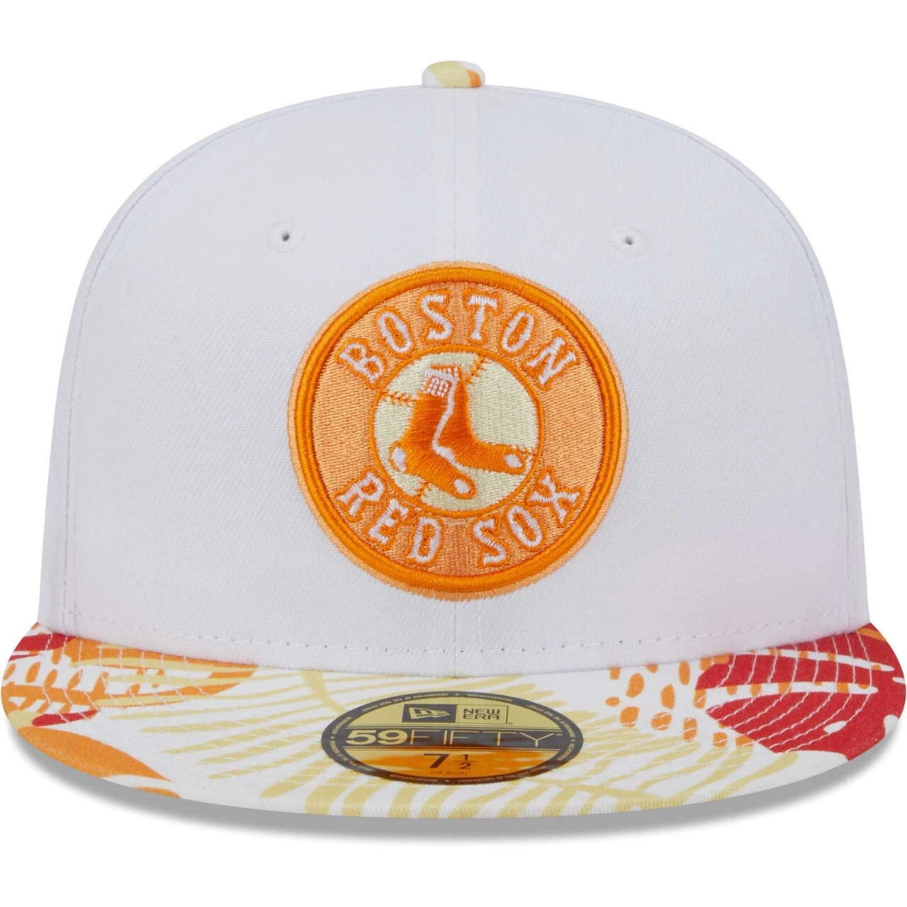 Men's Boston Red Sox New Era White/Orange Flamingo 59FIFTY Fitted Hat 2 Men's Boston Red Sox New Era White/Orange Flamingo 59FIFTY Fitted Hat - Image 2