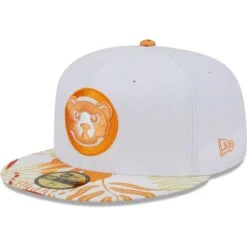 Men's Chicago Cubs New Era White/Orange Flamingo 59FIFTY Fitted Hat