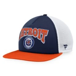 Men's Detroit Tigers Fanatics Branded Navy/Orange Heritage Foam Front Trucker Snapback Hat