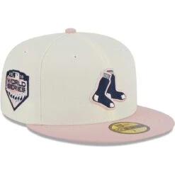 Men's Boston Red Sox New Era Cream/Pink Chrome Rogue 59FIFTY Fitted Hat
