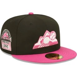 Men's Colorado Rockies New Era Black/Pink 1995 Coors Field Passion 59FIFTY Fitted Hat
