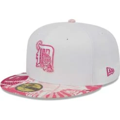 Men's Detroit Tigers New Era White/Pink Flamingo 59FIFTY Fitted Hat