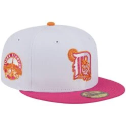 Men's Detroit Tigers New Era White/Pink Tiger Stadium 59FIFTY Fitted Hat