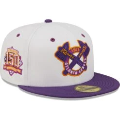Men's Atlanta Braves New Era White/Purple 150th Anniversary Grape Lolli 59FIFTY Fitted Hat