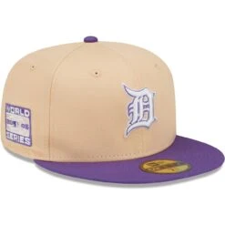 Men's Detroit Tigers New Era Peach/Purple 2006 World Series Side Patch 59FIFTY Fitted Hat