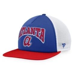 Men's Atlanta Braves Fanatics Branded Royal/Red Heritage Foam Front Trucker Snapback Hat