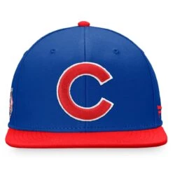 Men's Chicago Cubs Fanatics Branded Royal/Red Iconic League Patch Snapback Hat