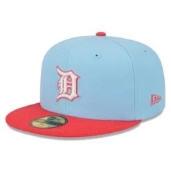 Men's Detroit Tigers New Era Light Blue/Red Spring Color Two-Tone 59FIFTY Fitted Hat