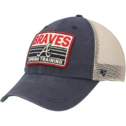 Men's Atlanta Braves '47 Navy/Tan Four Stroke Clean Up Trucker Snapback Hat