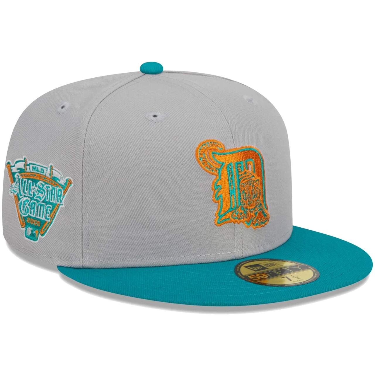 Men's Detroit Tigers New Era Gray/Teal 59FIFTY Fitted Hat 1 Men's Detroit Tigers New Era Gray/Teal 59FIFTY Fitted Hat