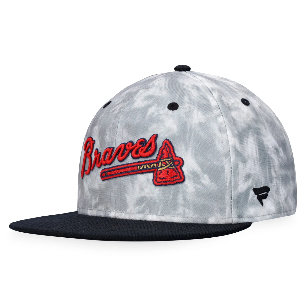 Men's Atlanta Braves Fanatics Branded Black/White Smoke Dye Fitted Hat 1 Men's Atlanta Braves Fanatics Branded Black/White Smoke Dye Fitted Hat
