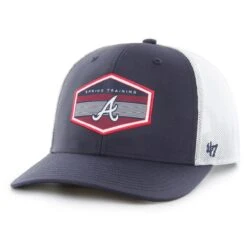 Men's Atlanta Braves '47 Navy/White Spring Training Burgess Trucker Snapback Hat