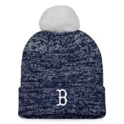 Women's Boston Red Sox Fanatics Branded Navy/White Iconic Cuffed Knit Hat With Pom