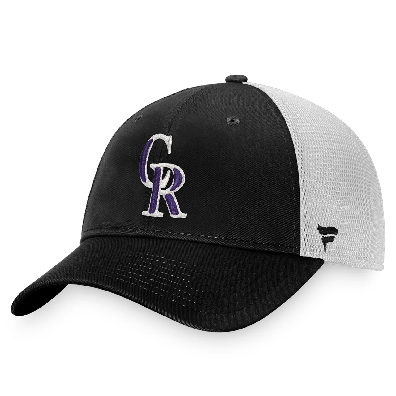 Men's Colorado Rockies Fanatics Branded Black/White Cooperstown Collection Core Trucker Snapback Hat