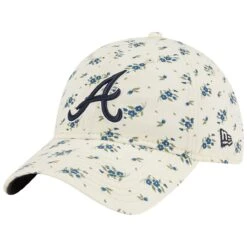 Women's Atlanta Braves New Era Cream Chrome Bloom 9TWENTY Adjustable Hat