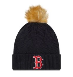 Women's Boston Red Sox New Era Navy Snowy Cuffed Knit Hat With Pom