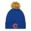 Women's Chicago Cubs New Era Royal Snowy Cuffed Knit Hat With Pom