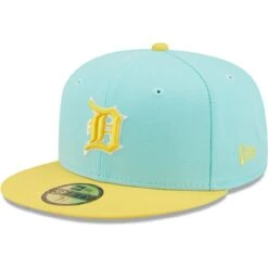 Men's Detroit Tigers New Era Turquoise/Yellow Spring Color Pack Two-Tone 59FIFTY Fitted Hat