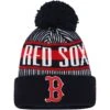 Youth Boston Red Sox New Era Navy Striped Cuffed Knit Hat With Pom