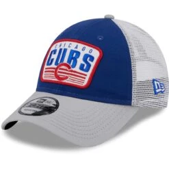Youth Chicago Cubs New Era Royal Patch Trucker 9FORTY Snapback Hat